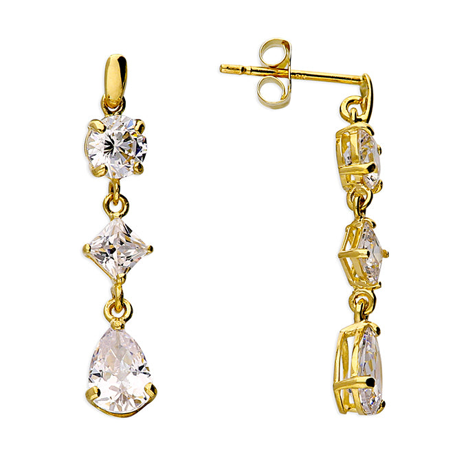 9ct Gold Mixed Cut Drop Earrings