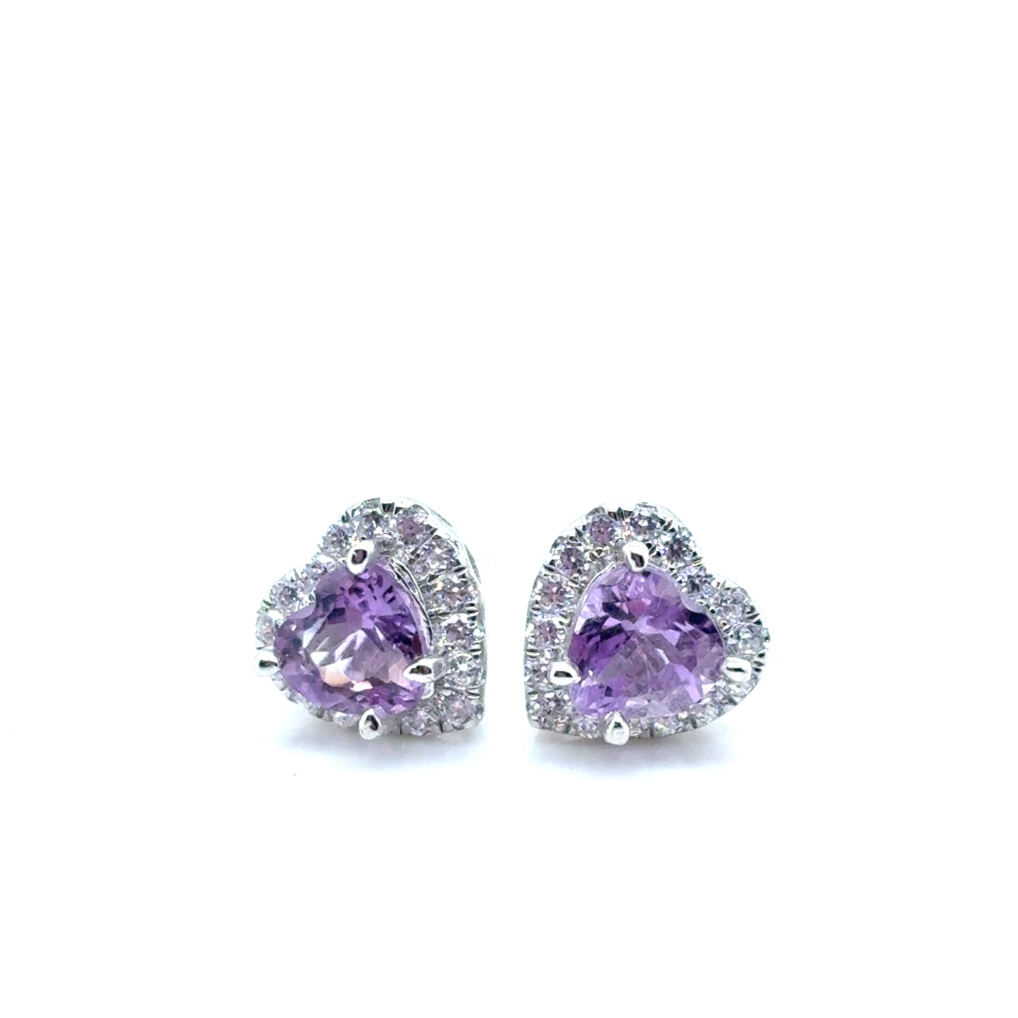 Amethyst and CZ heart studs