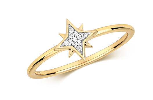 9ct Gold Star Ring 0.05ct Diamond