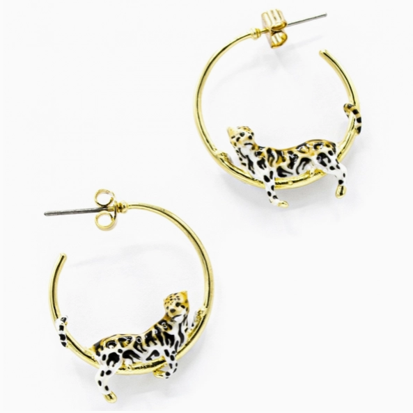 Clouded Leopard Hoop Earring