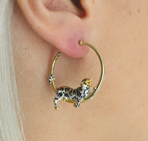 Clouded Leopard Hoop Earring