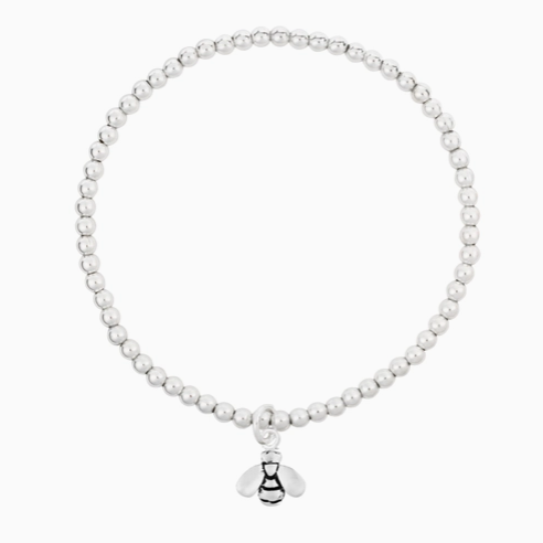 925 Silver Beaded Bracelet with Bee Charm