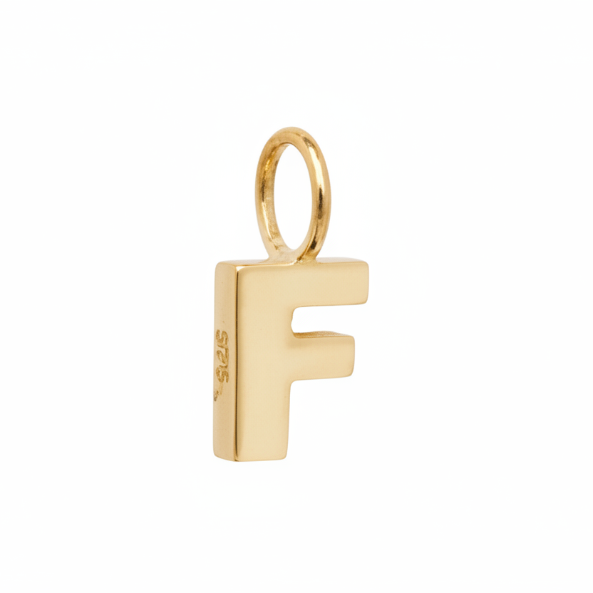 9ct Yellow Gold Small Letter 'F' Pendant
