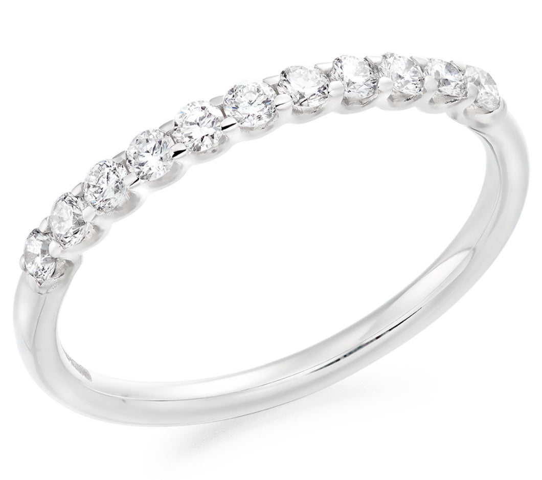 Platinum half eternity band, 0.33cts round brilliant lab grown diamonds