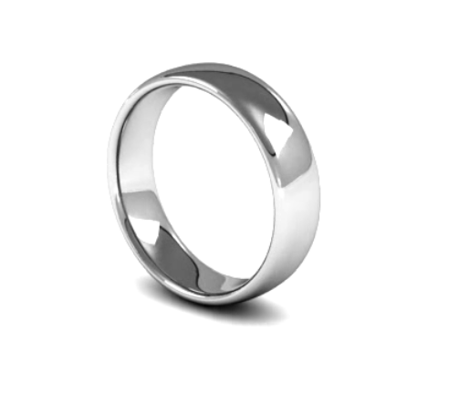 Slight Court Gents 6mm Wide Wedding Band Ring, 9ct & 18ct Gold and Platinum