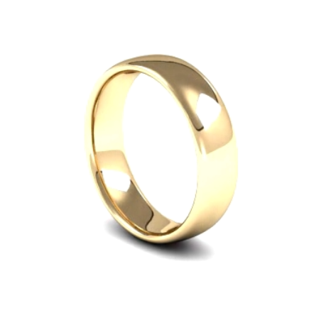 Slight Court Gents 6mm Wide Wedding Band Ring, 9ct & 18ct Gold and Platinum