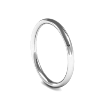 Subtle Traditional Court Ladies 2mm Wide Wedding Band Ring, 9ct & 18ct Gold and Platinum
