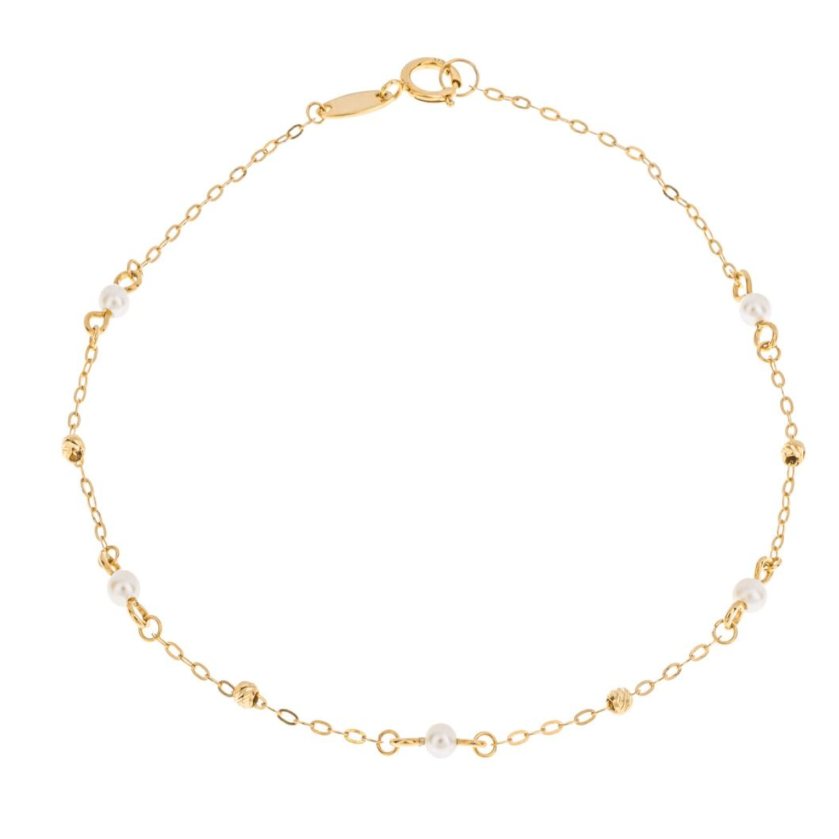 9ct Yellow Gold Freshwater Pearl Trace Bracelet
