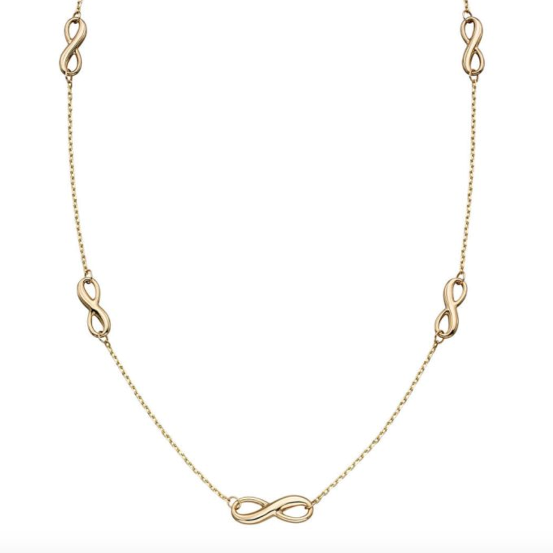 9ct yellow gold infinity necklace