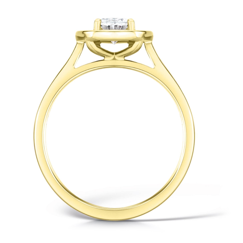 Oval Vintage Style Halo Ring With A Diamond Band