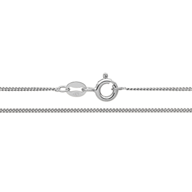 silver fine curb rhodium plated chain 18"