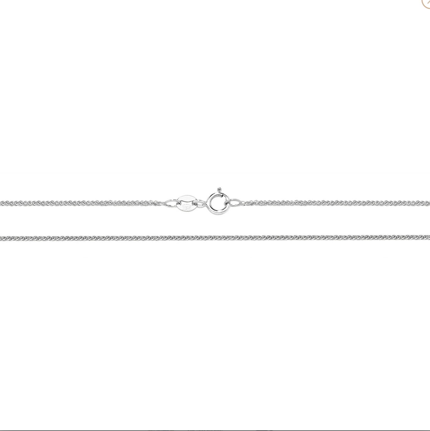 9ct White Gold Double link wheat chain 18"