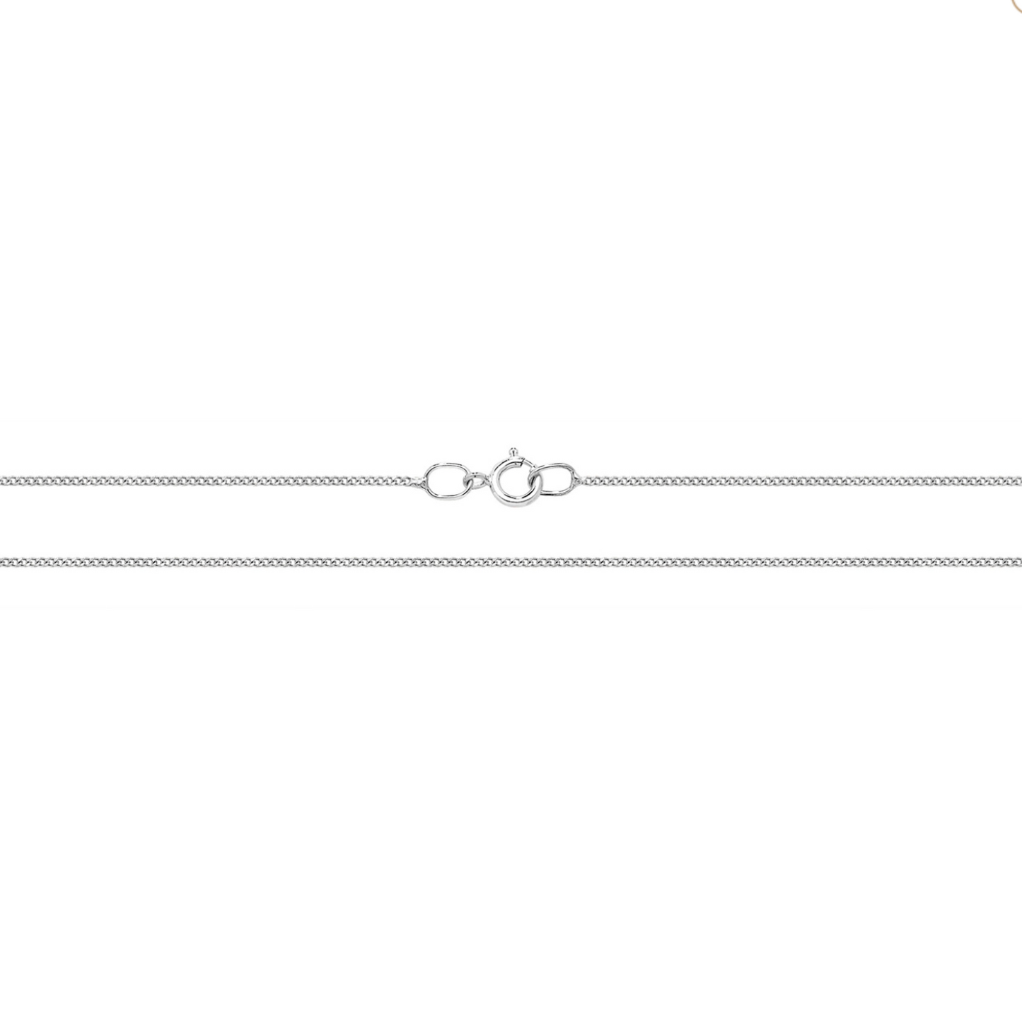 9ct White Gold Curb Chain 18"