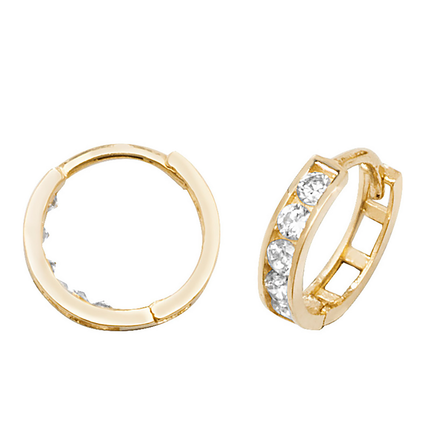 Cubic Zirconia Hinged Hoop Earring in 9ct Yellow Gold - Single