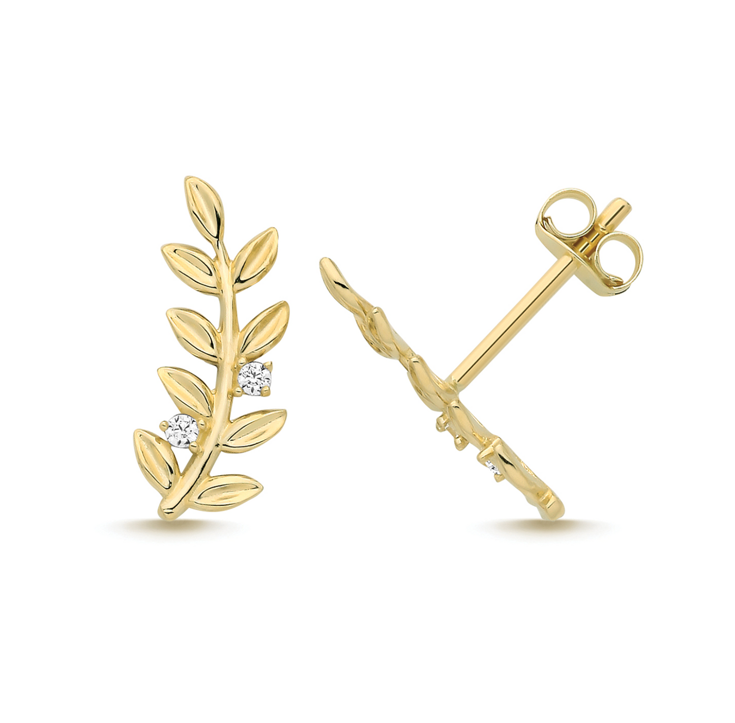 Single 9ct Yellow Gold Branch Climber Stud Earring
