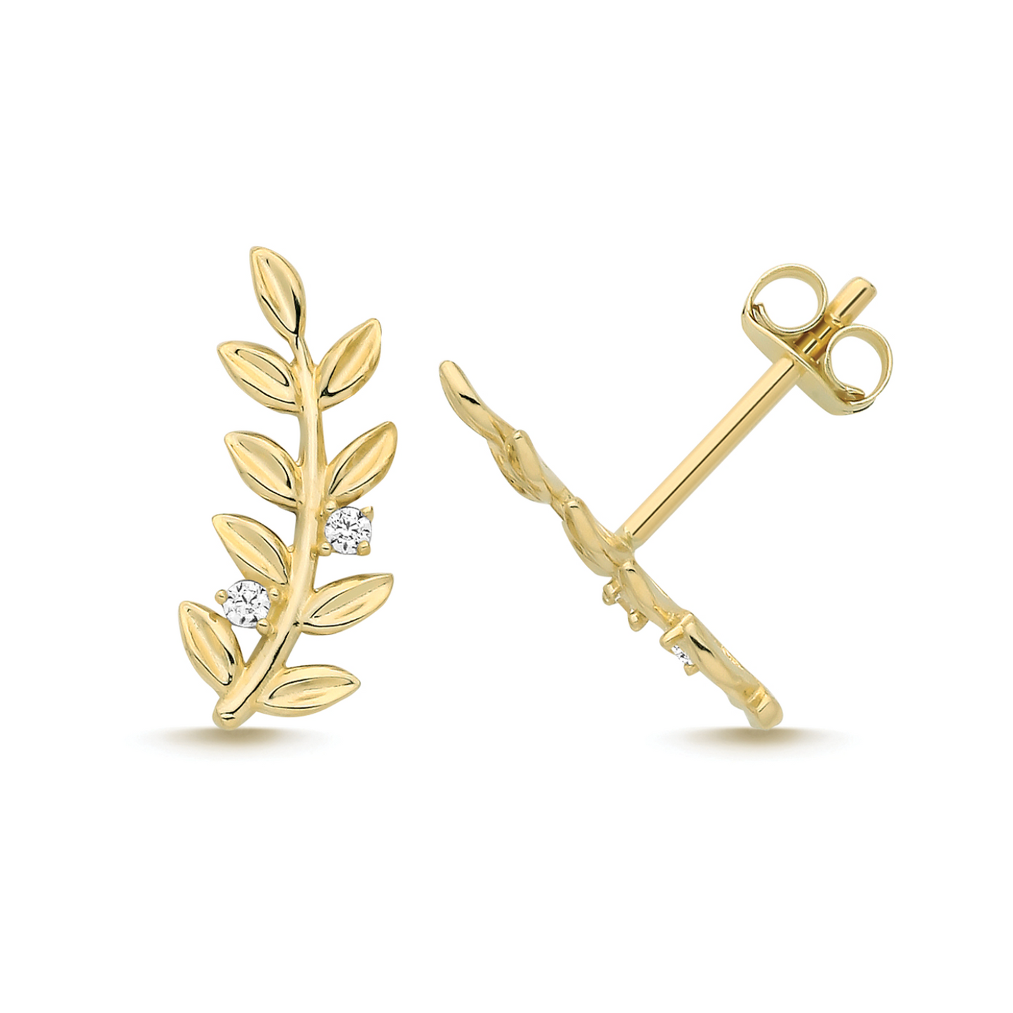 Single 9ct Yellow Gold Branch Climber Stud Earring
