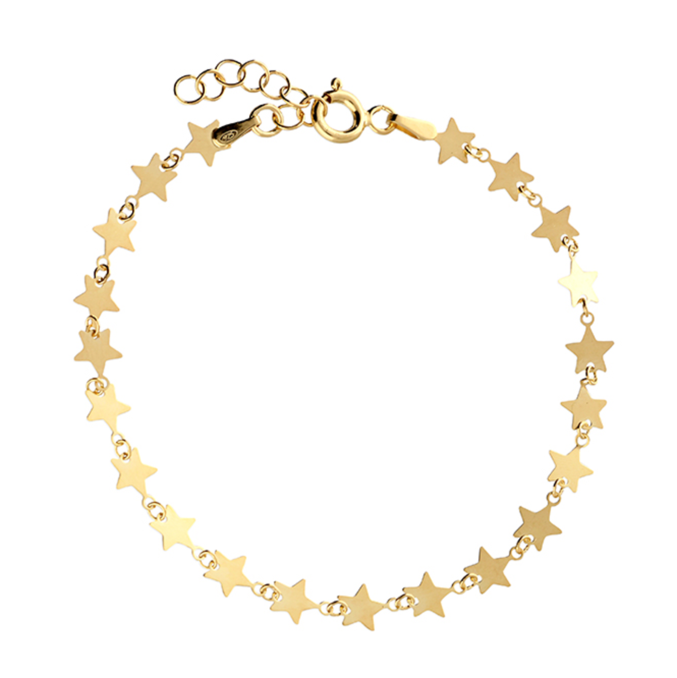 Gold plated flat star 19 cm bracelet