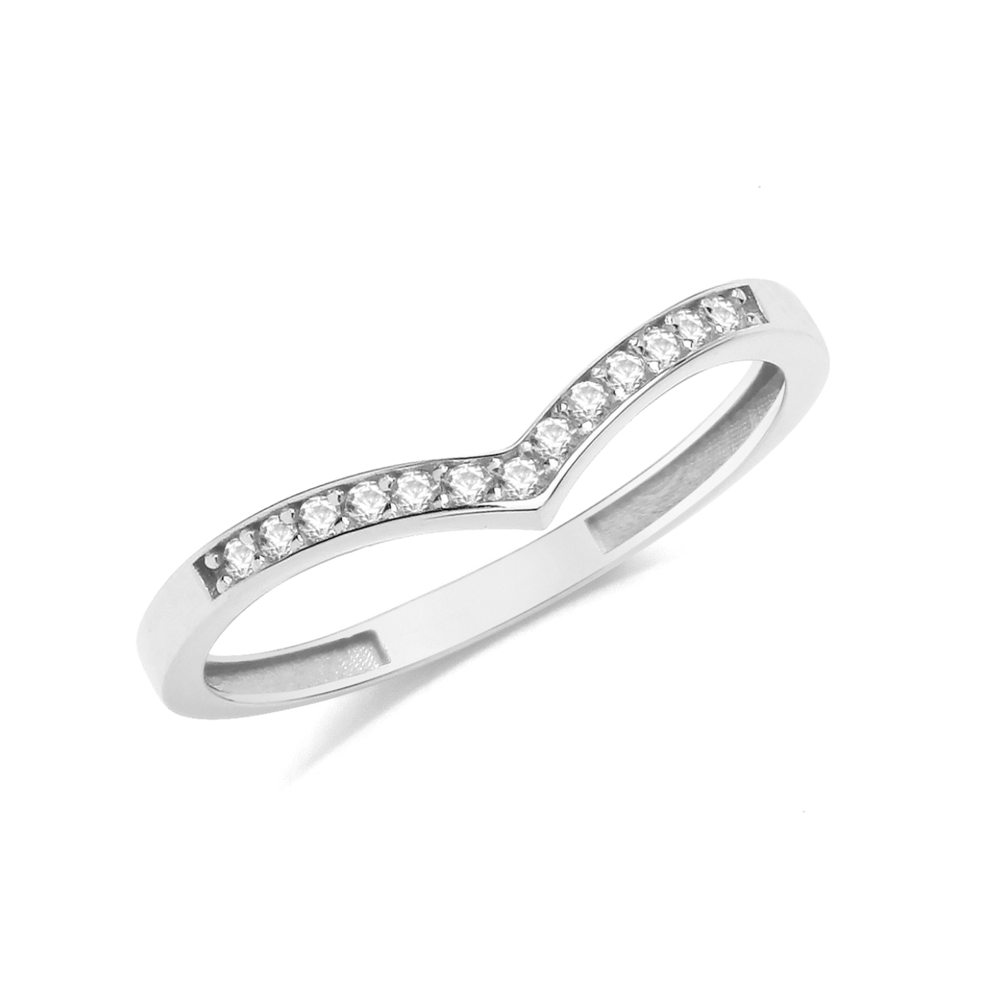 Wishbone Cubic Zirconia Ring in 9ct White Gold