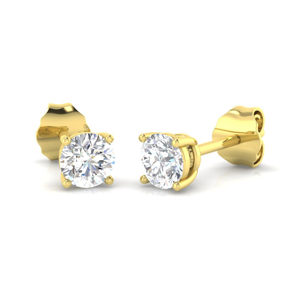 0.50cts Solitaire Stud Earrings in 9ct Yellow Gold