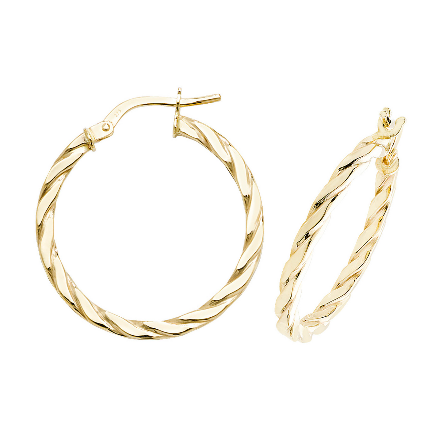 Twisted Hoop Earrings In 9ct Yellow Gold 20mm