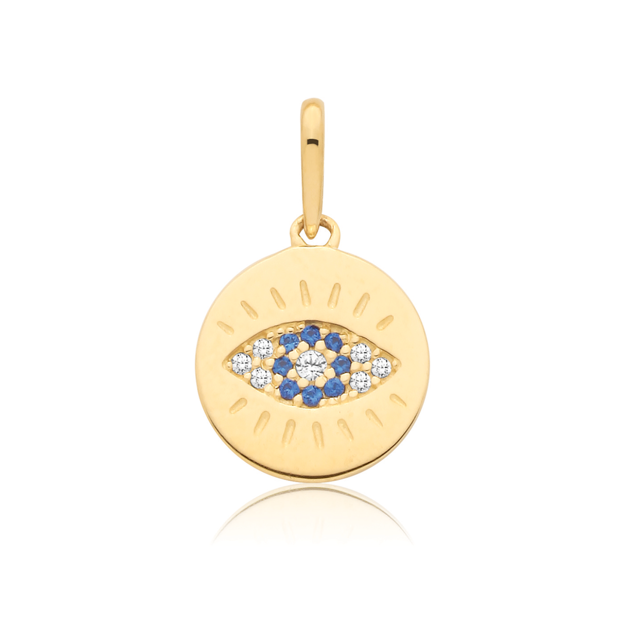 Evil Eye Pendant In 9ct Yellow Gold With Cubic Zirconia