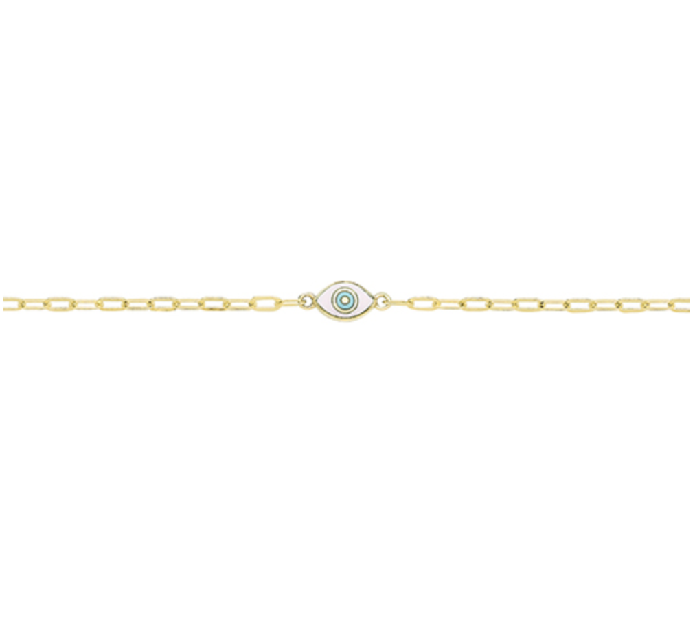 Evil Eye Bracelet In 9ct Yellow Gold And Cubic Zirconia