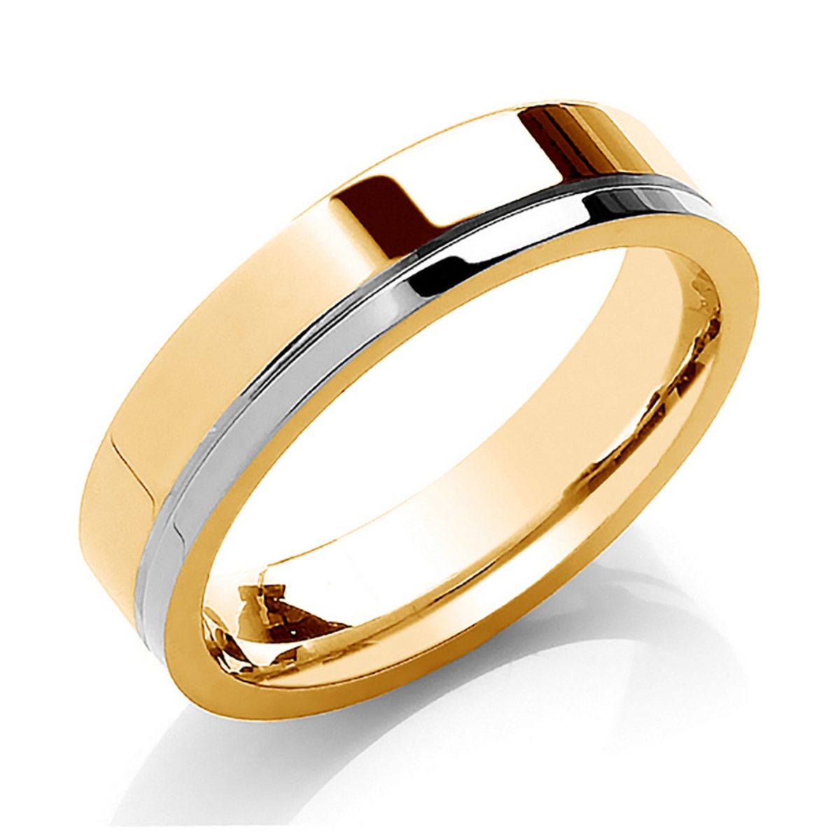 Flat Court Two Colour Side Groove Wedding Band