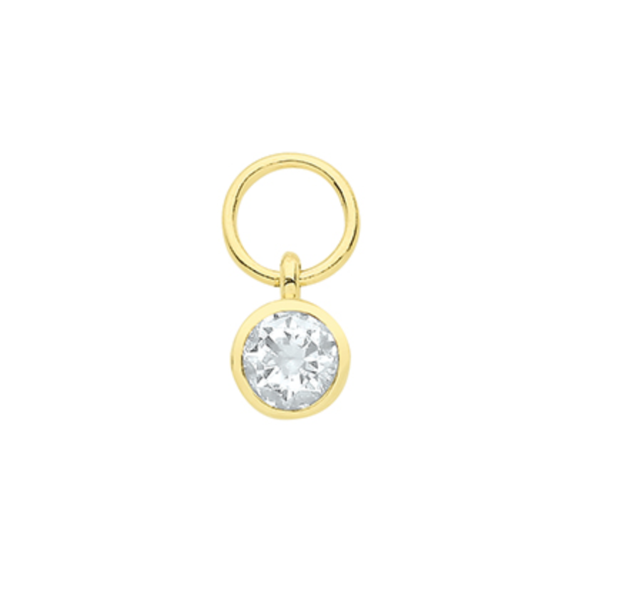 9ct Yellow Gold Cubic zirconia Earring Charm