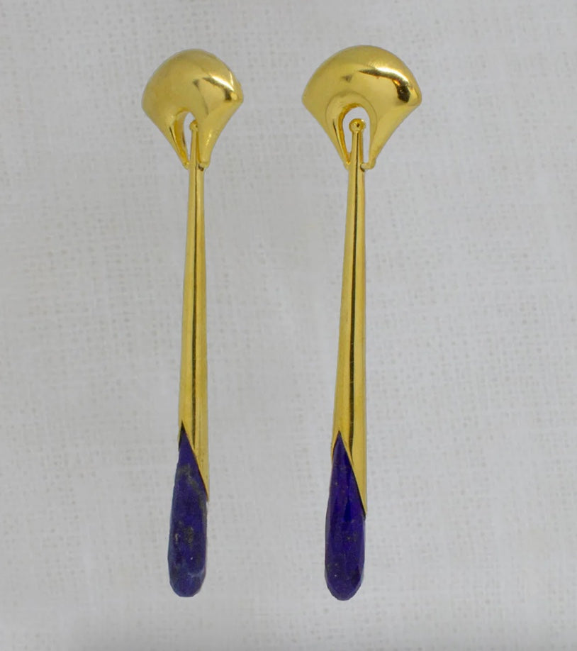 Lapis Lazuli Art Deco Style Drop Earring