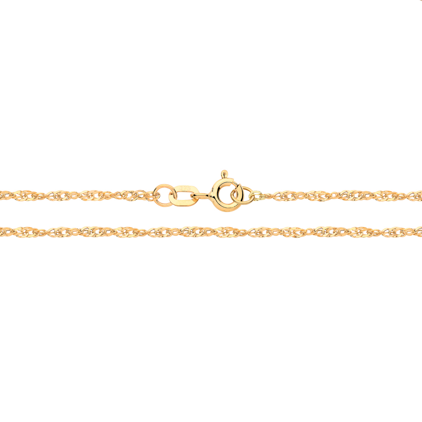 9ct Yellow Gold Twisted Singapore Chain 16" to 24''
