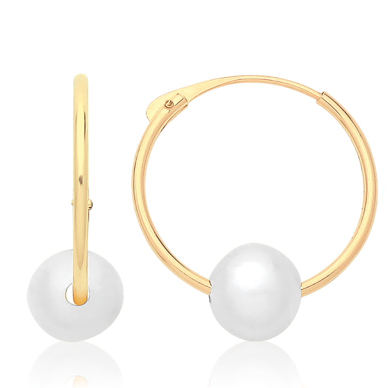 9ct Yellow Gold Sleepers with freshwater pearl