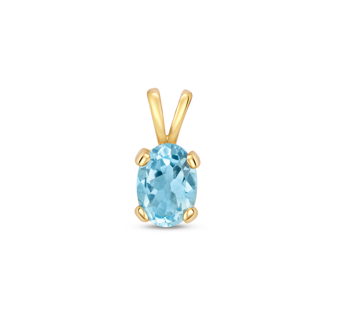 Blue topaz oval pendant in 9ct yellow gold
