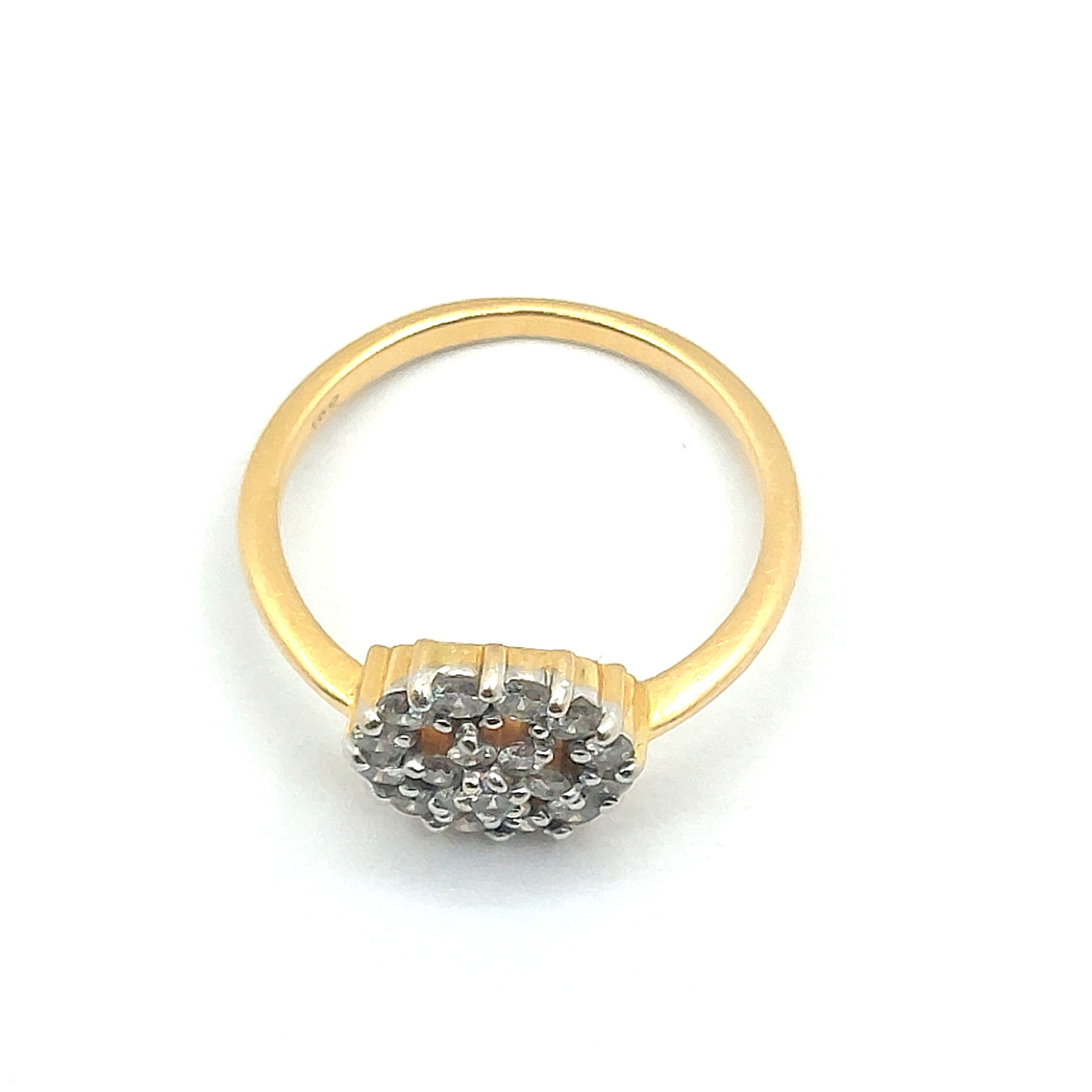 18ct Yellow Gold Floral Design Diamond Cluster Vintage Ring