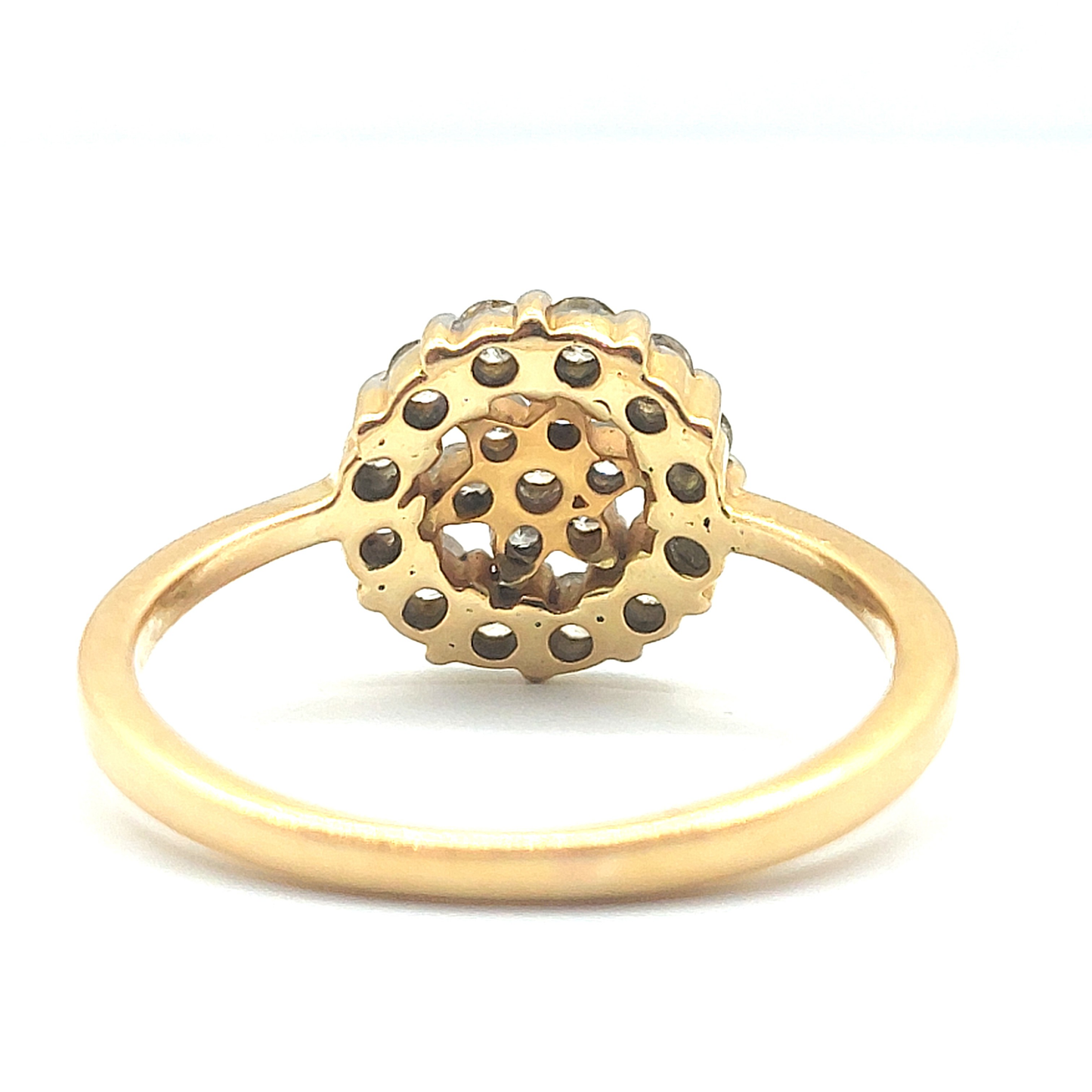 18ct Yellow Gold Floral Design Diamond Cluster Vintage Ring