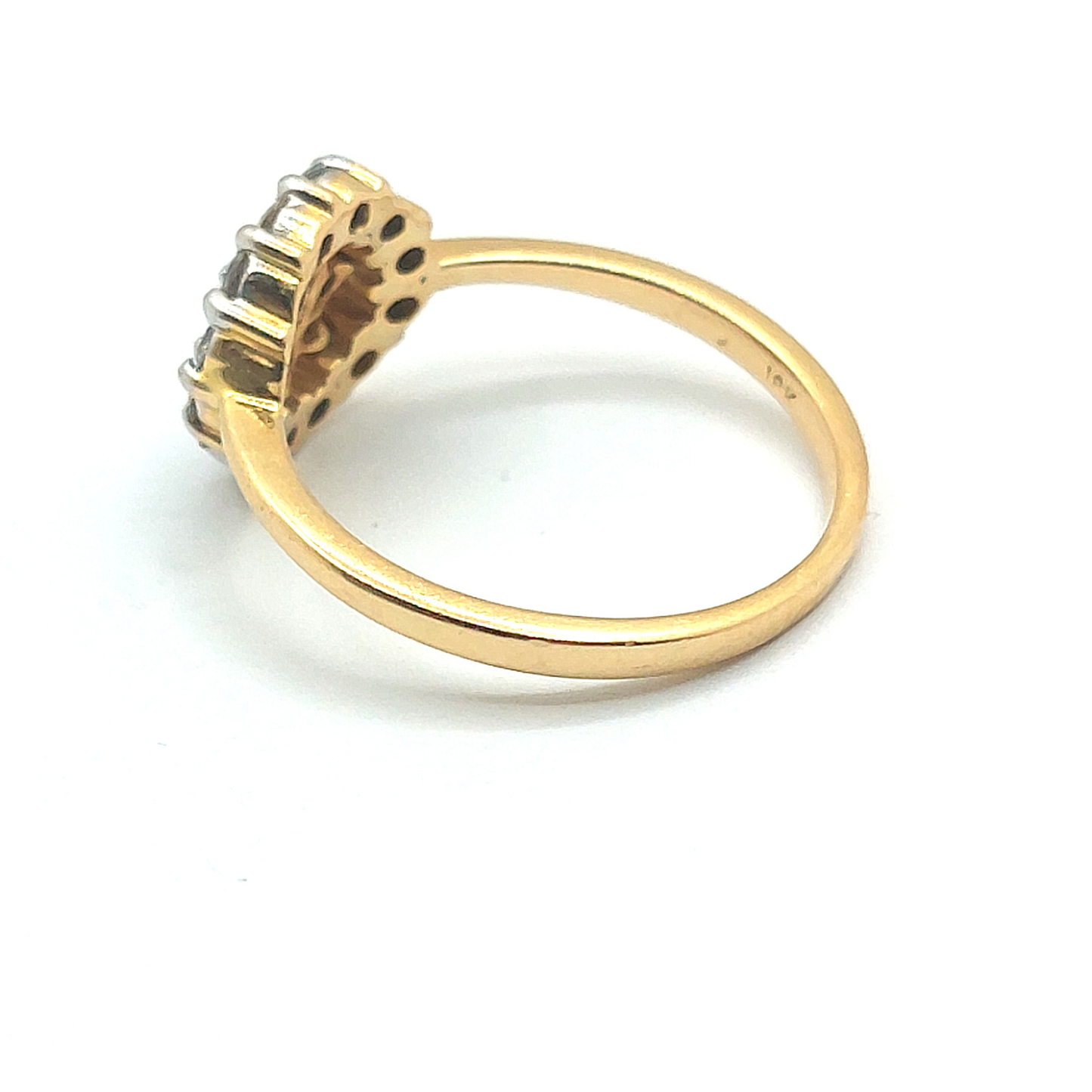 18ct Yellow Gold Floral Design Diamond Cluster Vintage Ring