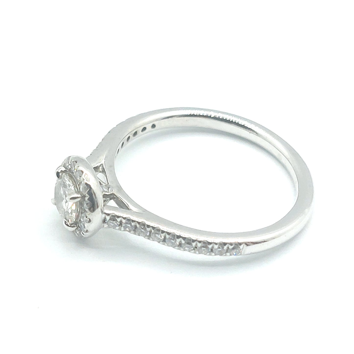 Platinum Halo Round Brilliant Cut Diamond Ring Size L