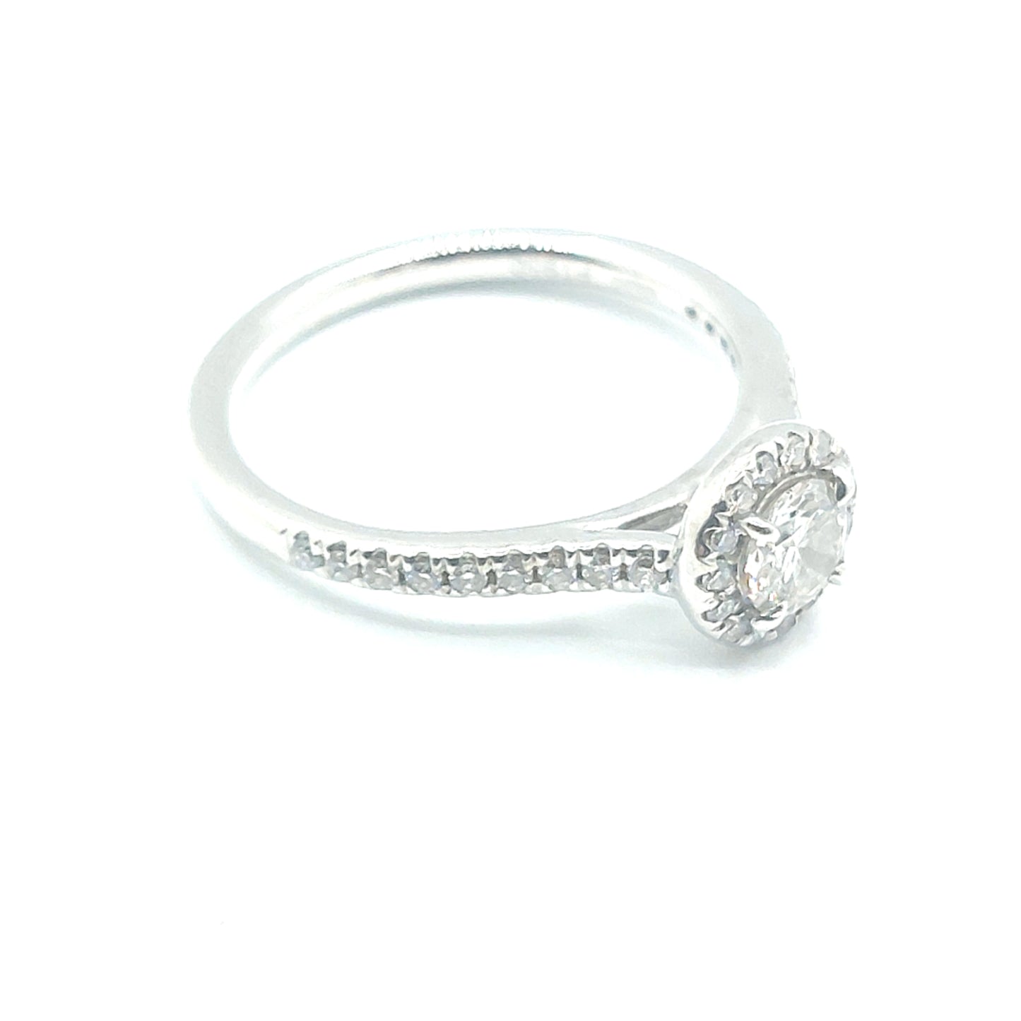 Platinum Halo Round Brilliant Cut Diamond Ring Size L