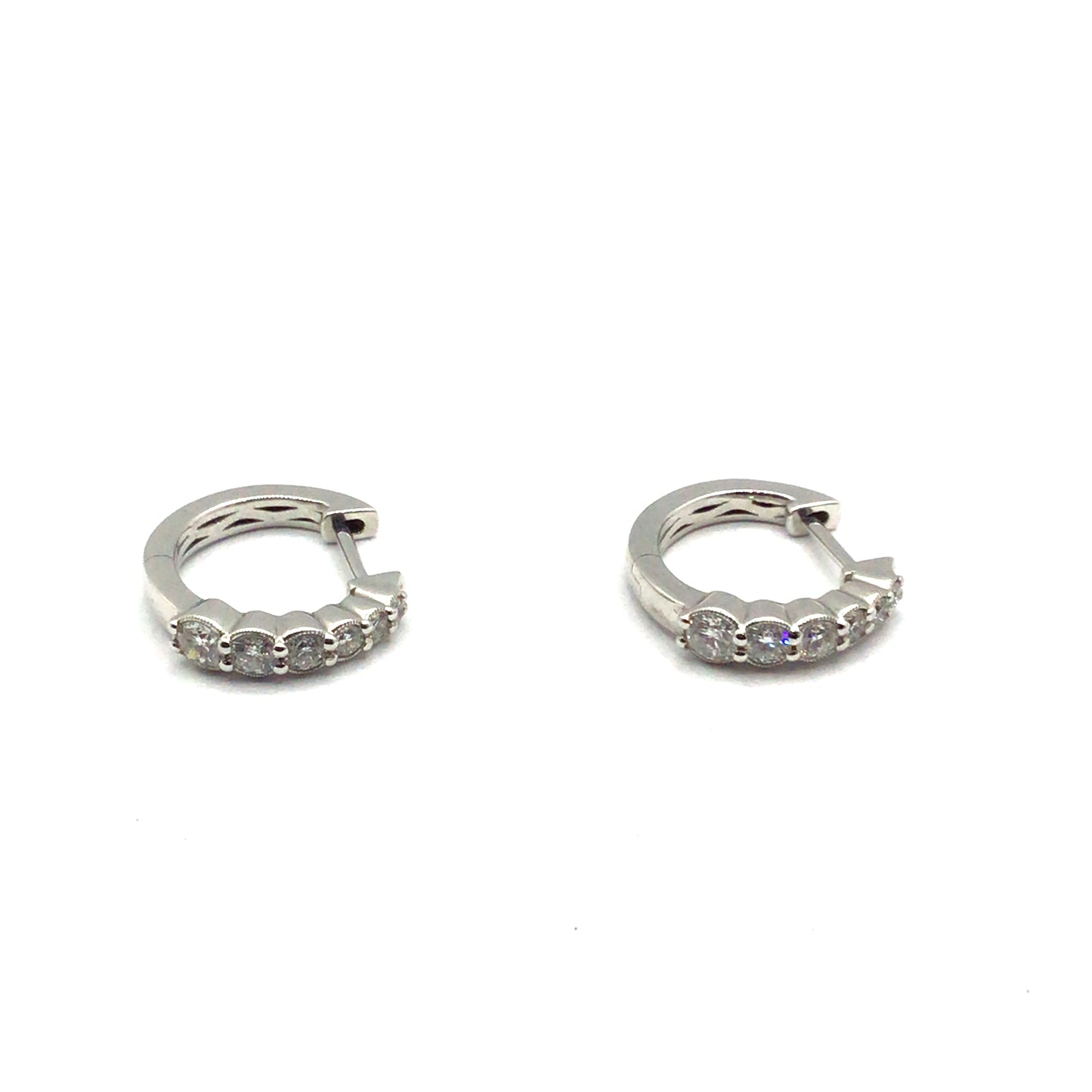 18ct White Gold Diamond Graduated Huggie Earrings