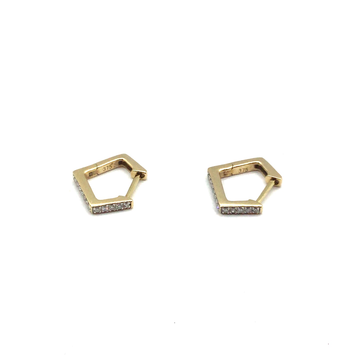9ct Yellow Gold V Shaped Huggie Earrings 0.12ct