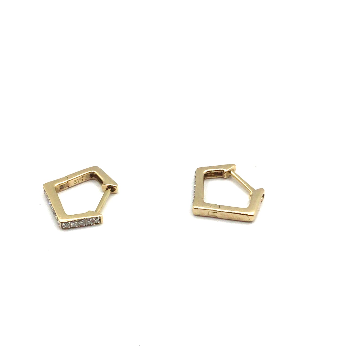 9ct Yellow Gold V Shaped Huggie Earrings 0.12ct