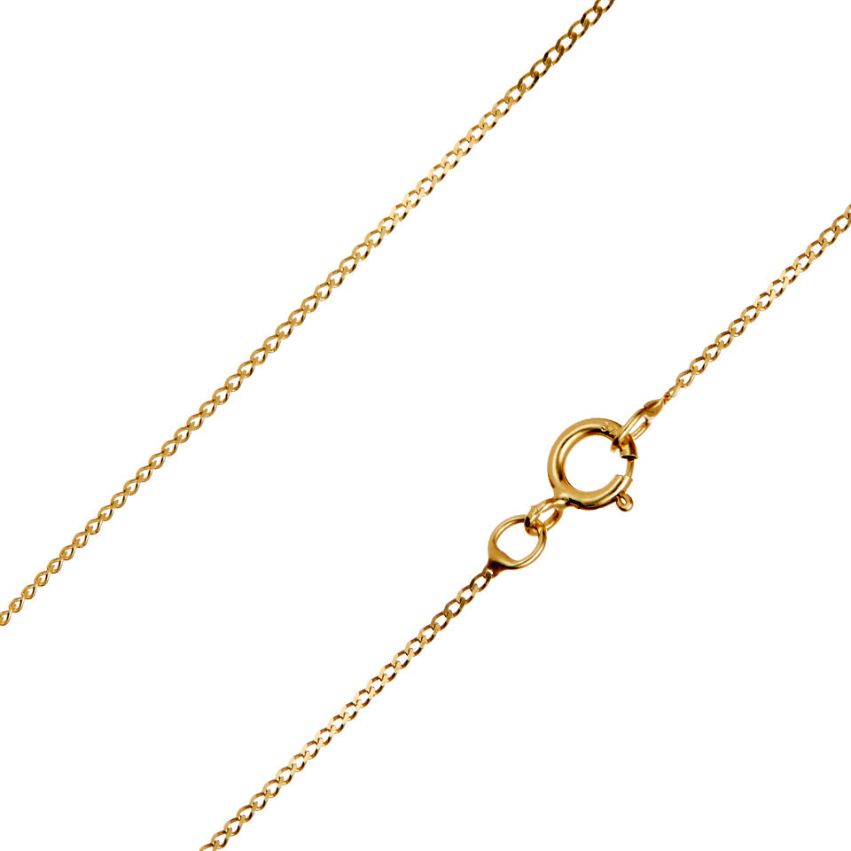 9ct yellow gold 0.7mm diamond cut curb chain 16"
