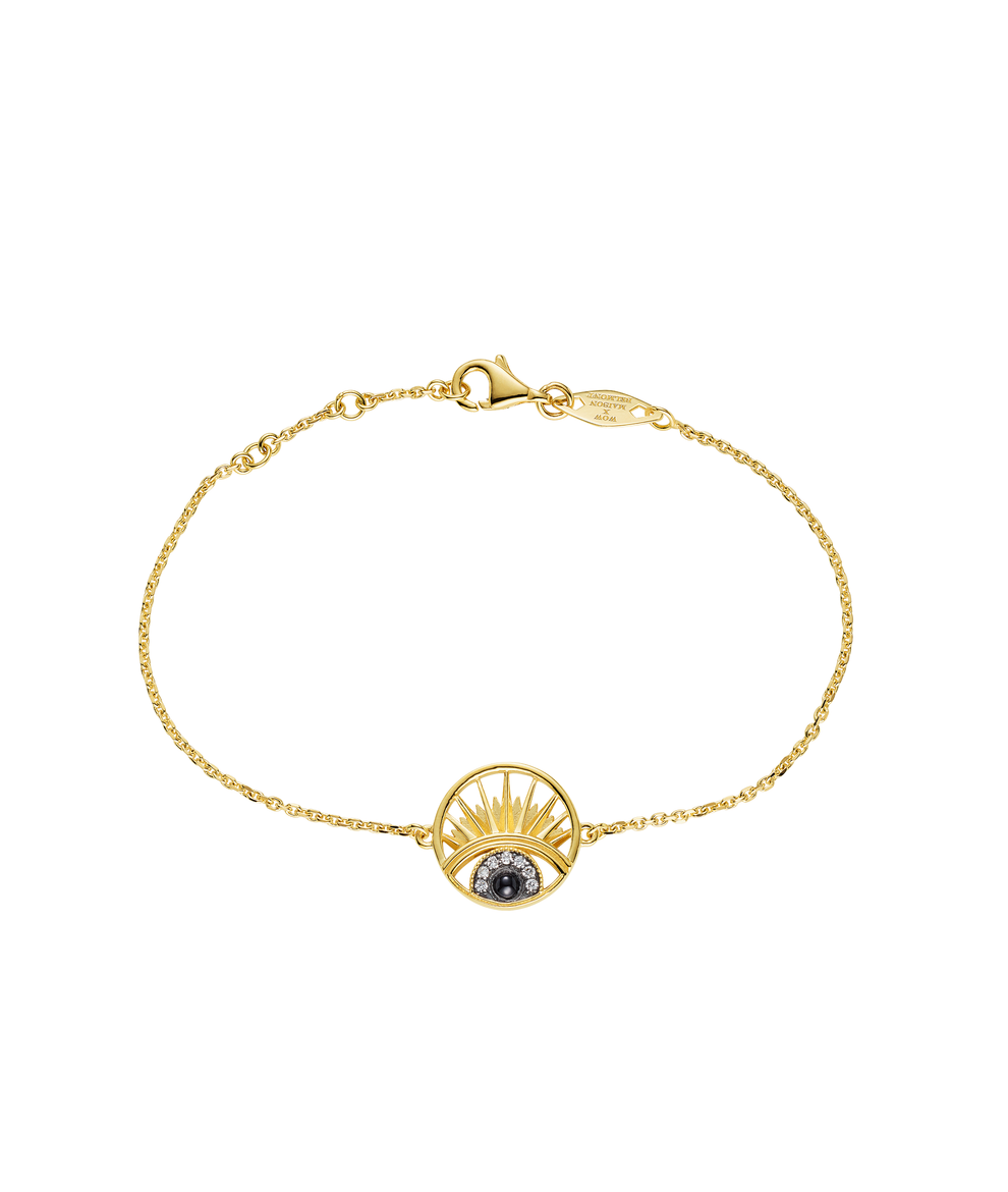 "Keep An Eye On Me" Rose Cut Diamond and Black Onyx Bracelet in 18ct Gold