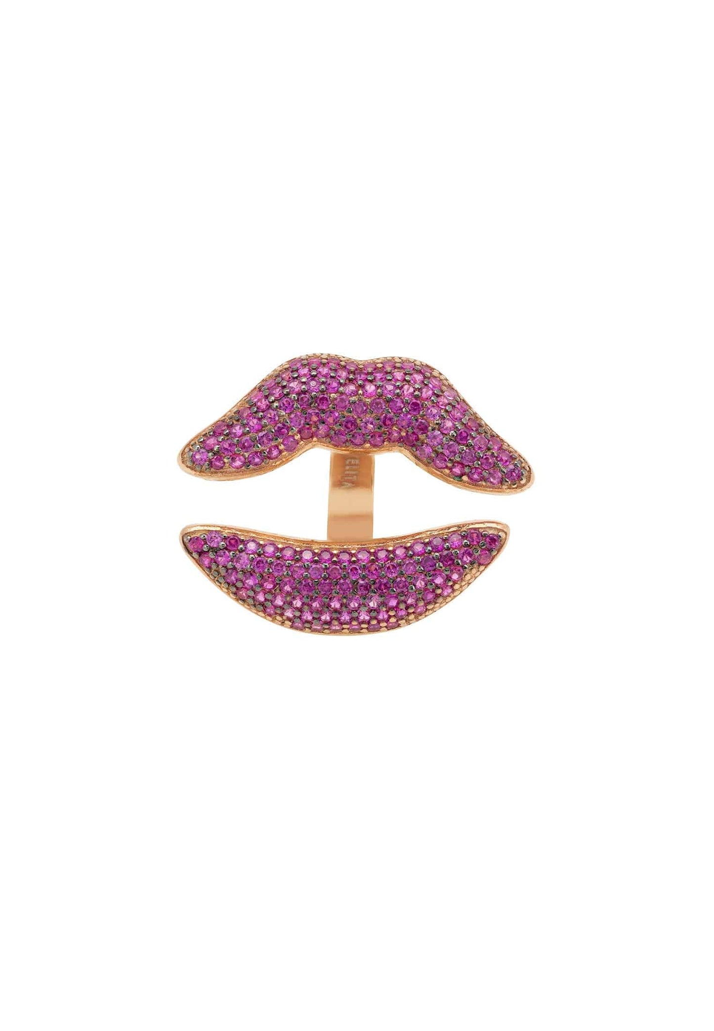 Sterling Silver "Kiss Me Lips" Ring 18ct Rose Gold Plated