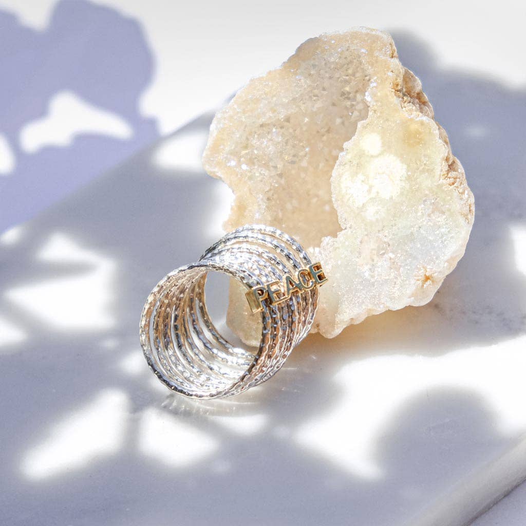 Sterling Silver "SPIN FOR PEACE" Stacking, Spinning Ring