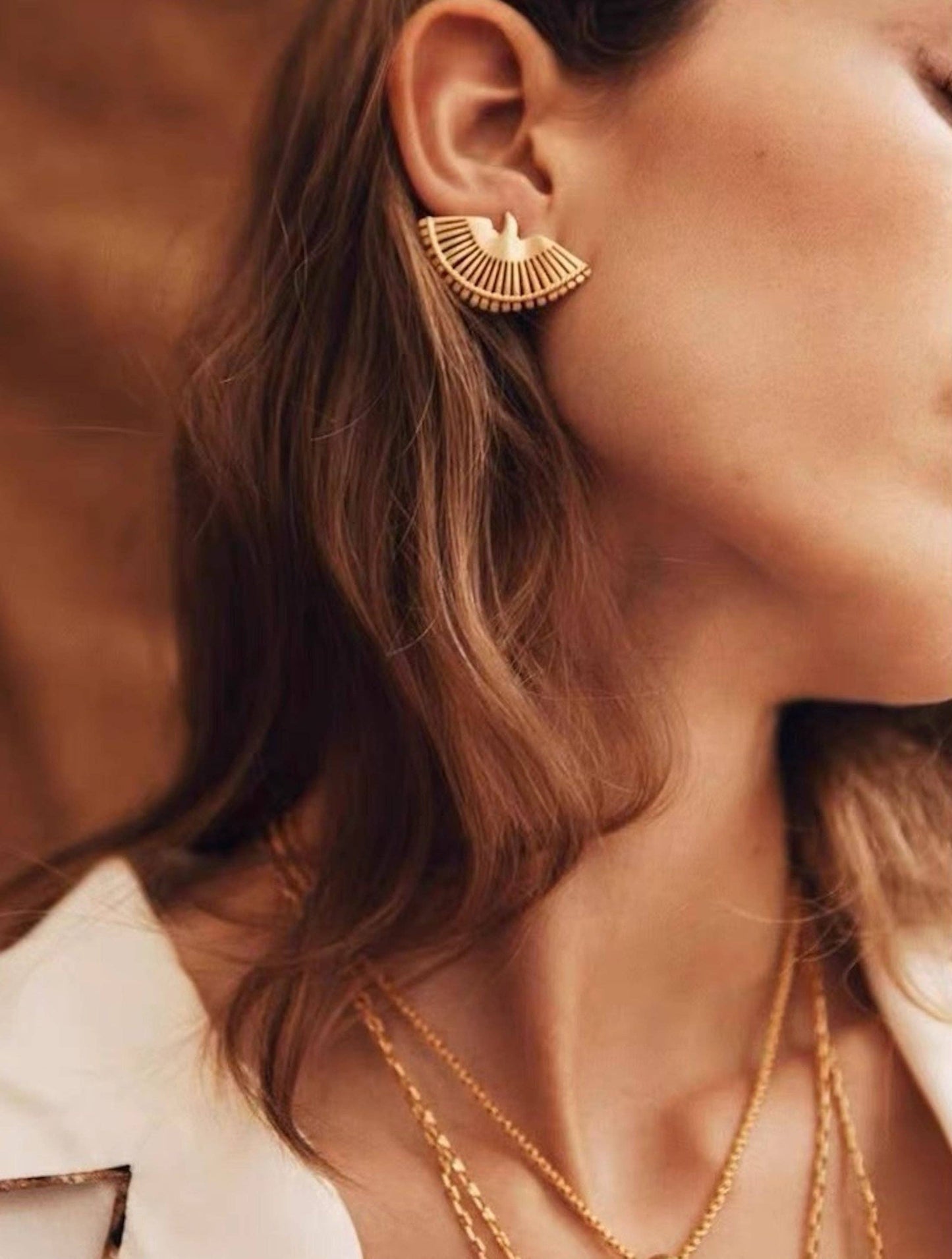 Gold Plated Swallow Bird Design Earrings