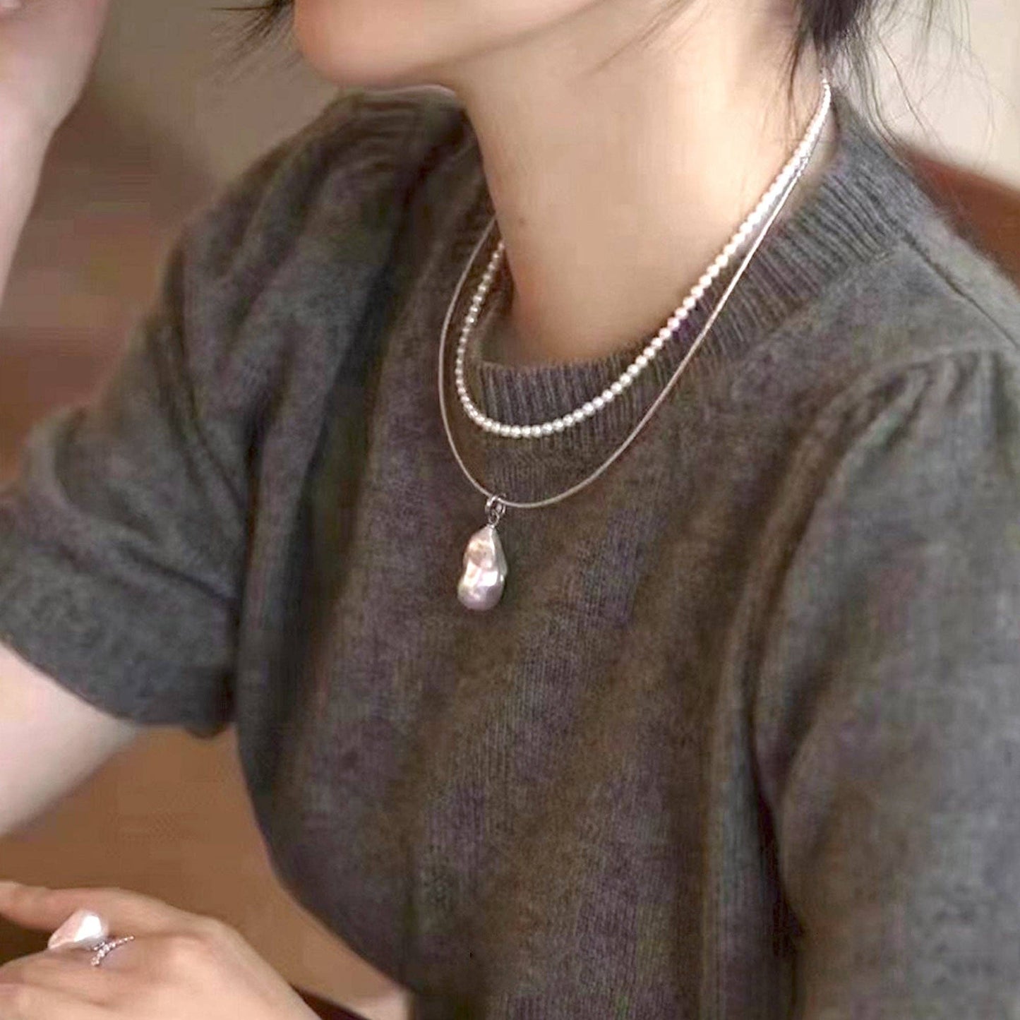 Large Baroque Pearl, Sterling Silver Removable Pendant, small bail