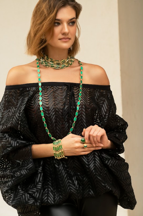 Gold Plated Green Bars Bracelet