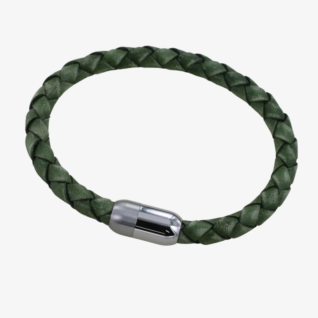 Vintage Green Leather Bracelet