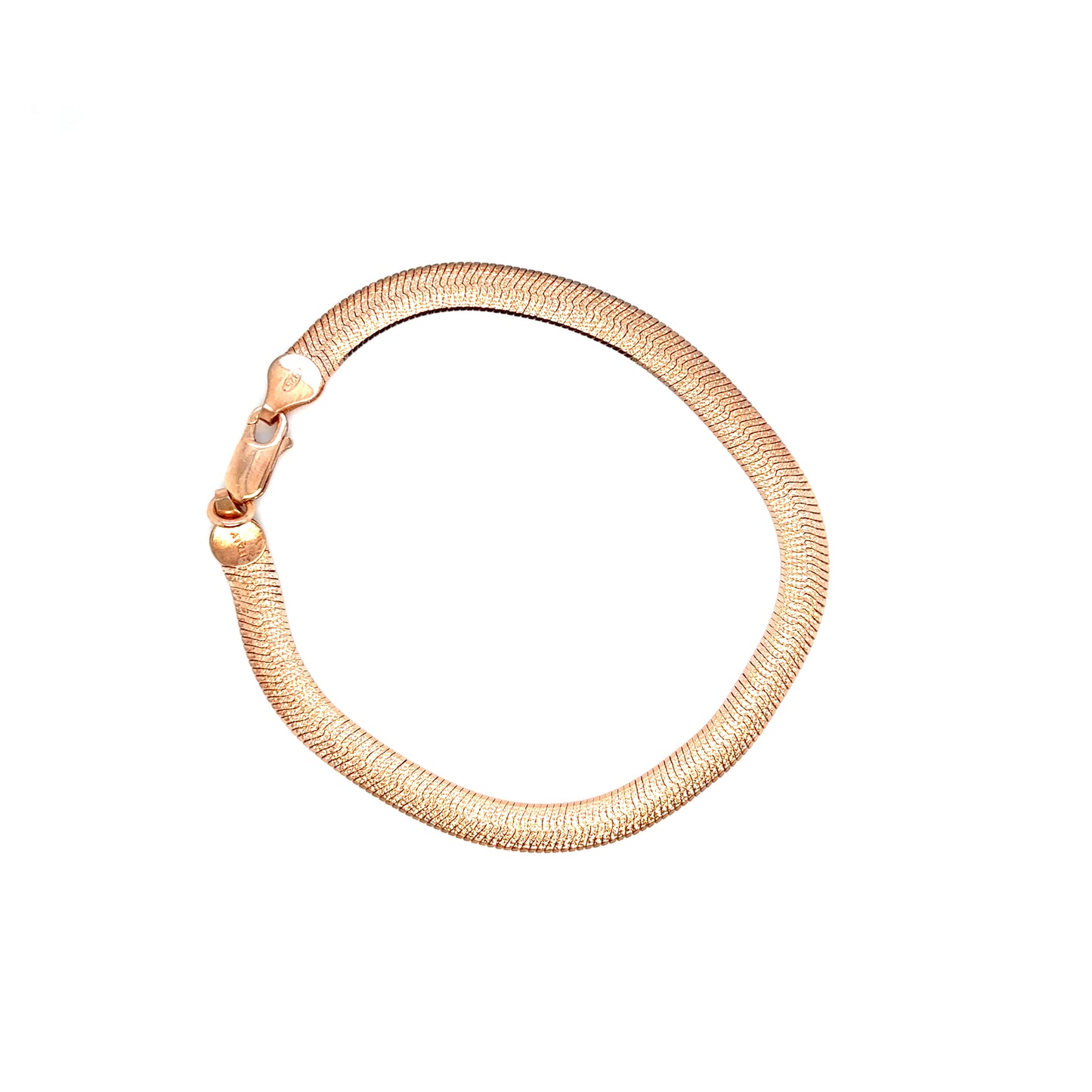 18ct Rose Gold Sterling Silver Textured Snake Bracelet