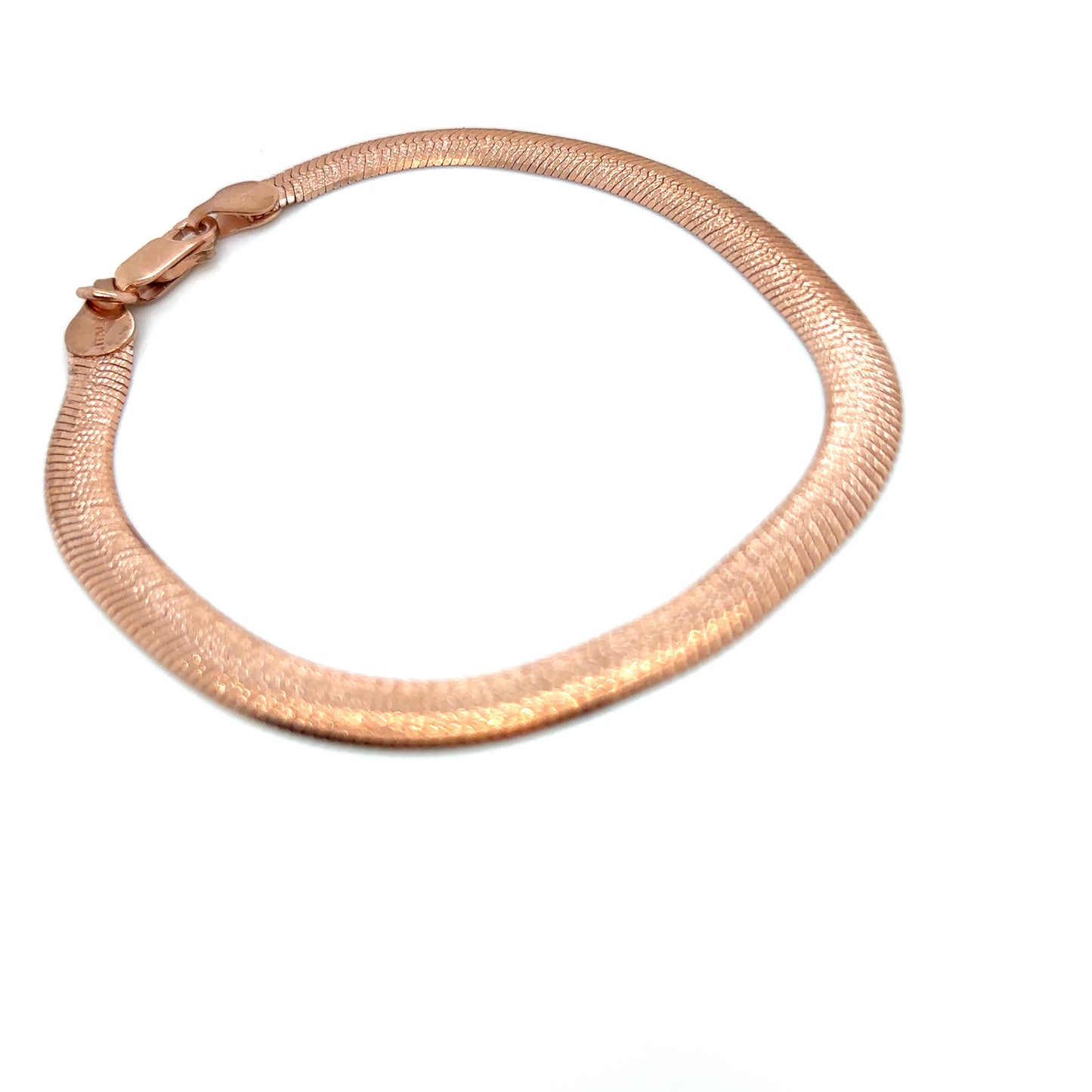 18ct Rose Gold Sterling Silver Textured Snake Bracelet